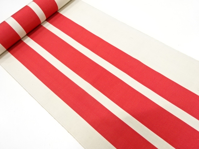 JAPANESE KIMONO / ANTIQUE BOLT FOR HASSUN OBI / SILK / CHIKUZEN HAKATA / WOVEN STRIPE